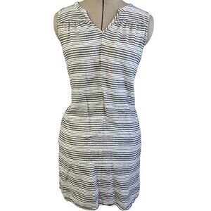GAP Striped Sleeveless Linen-Rayon Shift Dress w/ pockets M – Black & White